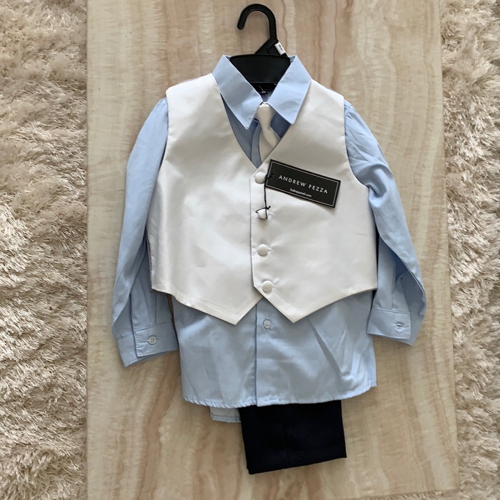 Toddler casual pants, vest, tie, and dress shirt